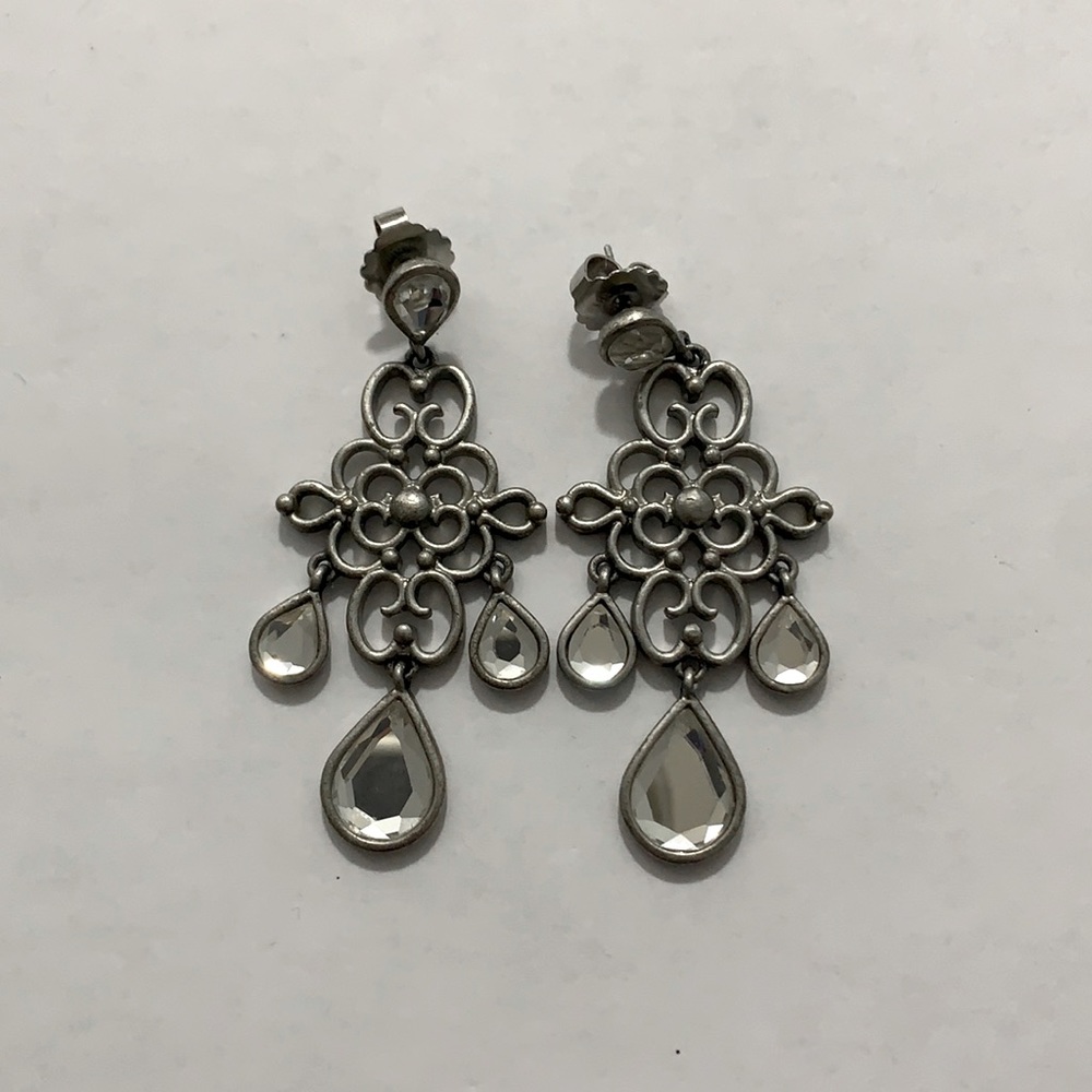 Lia Sophia Silver scroll dangling earrings